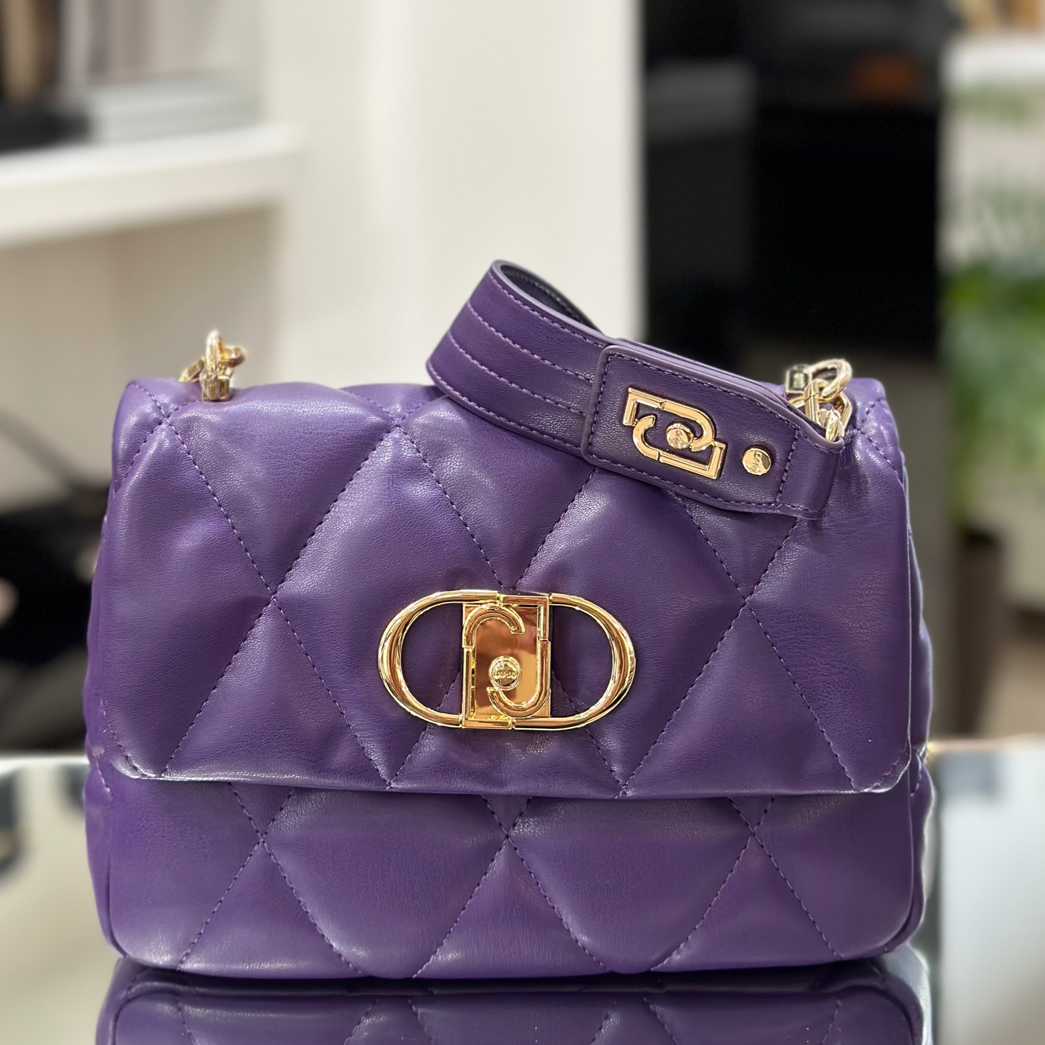 Borsa a tracolla matelasse viola