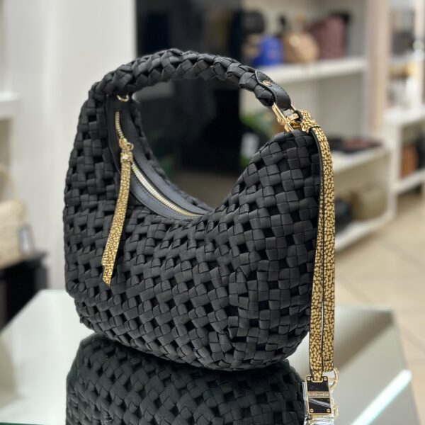 Hobo bag intreccio small black - immagine 3