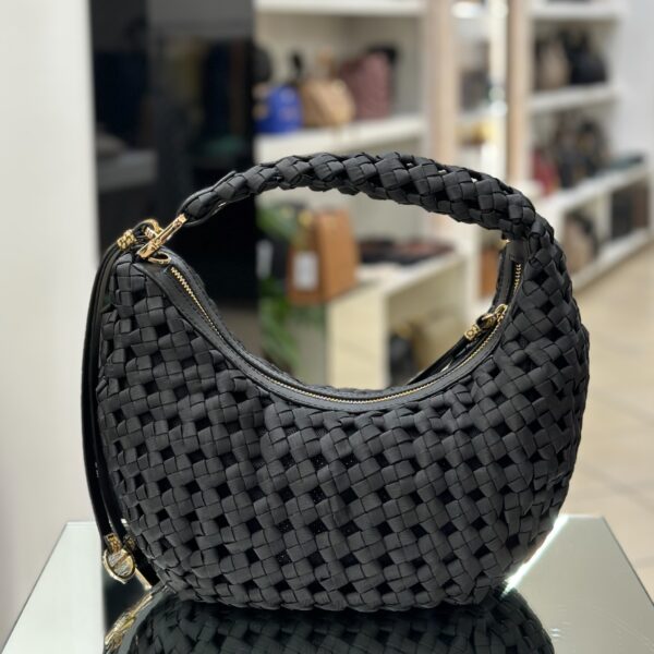 Hobo bag intreccio small black - immagine 2