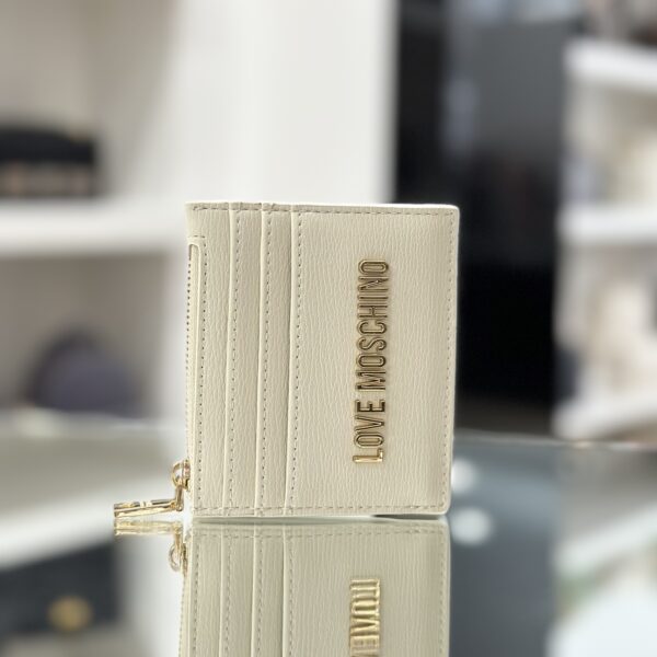 Portacarte zip con Logo avorio