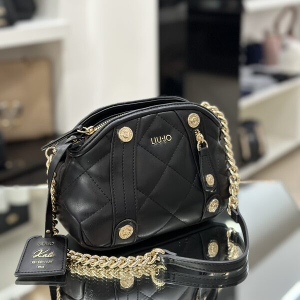 Borsa a spalla nera trapuntata small - immagine 5