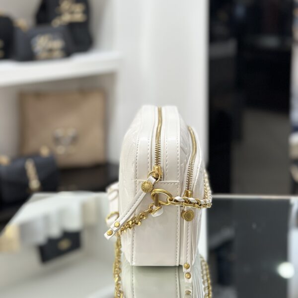 Borsa a tracolla con logo crema - immagine 4