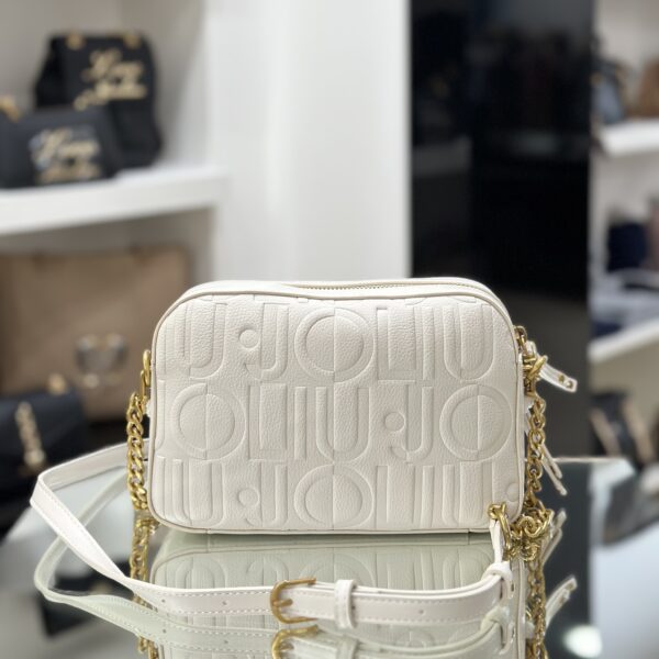 Borsa a tracolla con logo crema - immagine 3