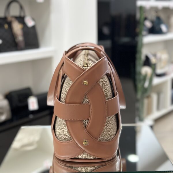 Shopping bag geometrica cuoio - immagine 3