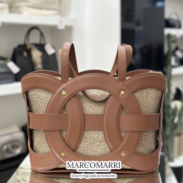 Shopping bag geometrica cuoio