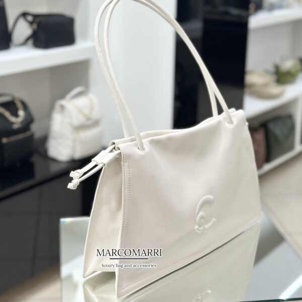 Coccinelle shopping bag coulissè medium white - immagine 2