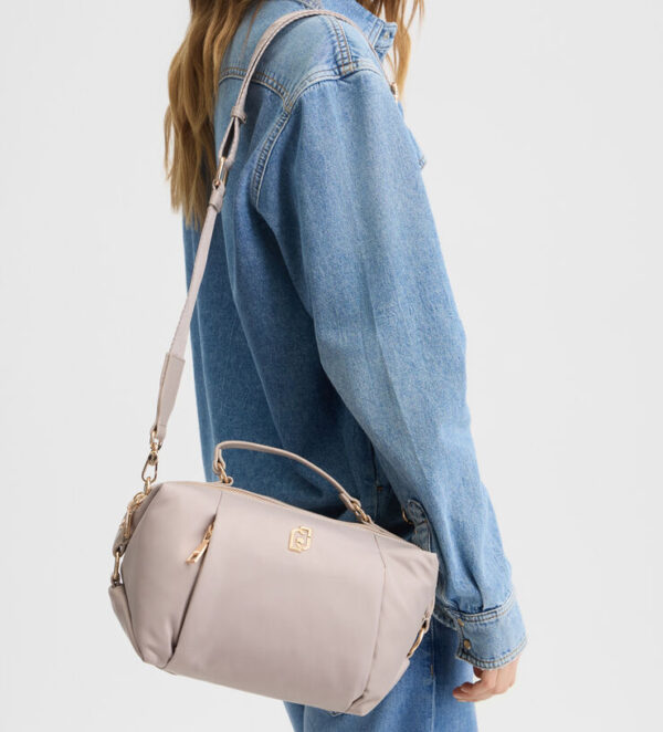 Borsa satchel in nylon light grey - immagine 6