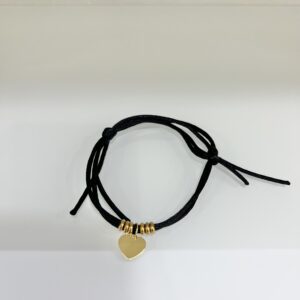Bracciale/Cavigliera Corda Nera Cuore