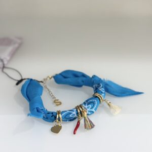 Bracciale/Cavigliera Bandana Ibiza Celeste con Cornetto