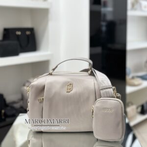 Borsa satchel in nylon light grey