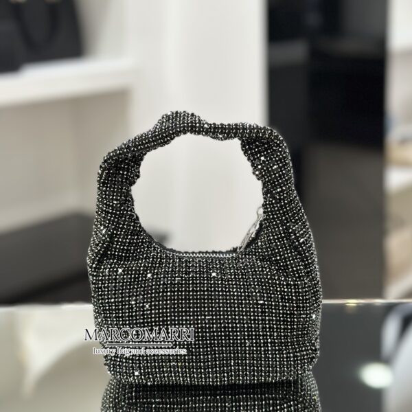 Borsa mini con strass/nero - immagine 4