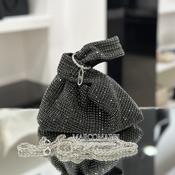 Borsa mini con strass nero/jet - immagine 3