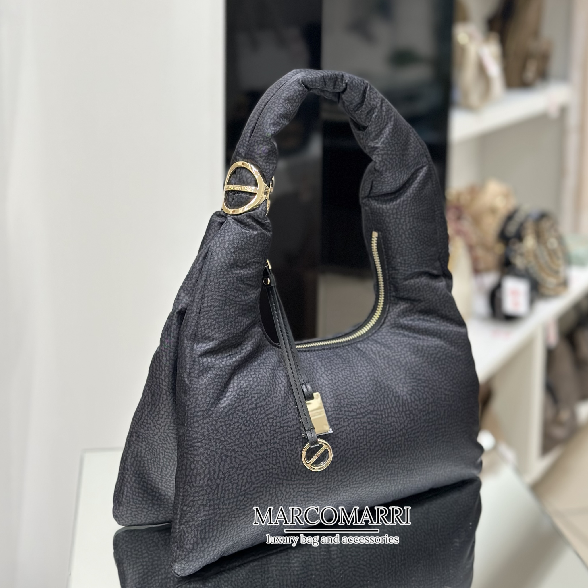 Borbonese Twinnie Hobo Medium Black - immagine 5