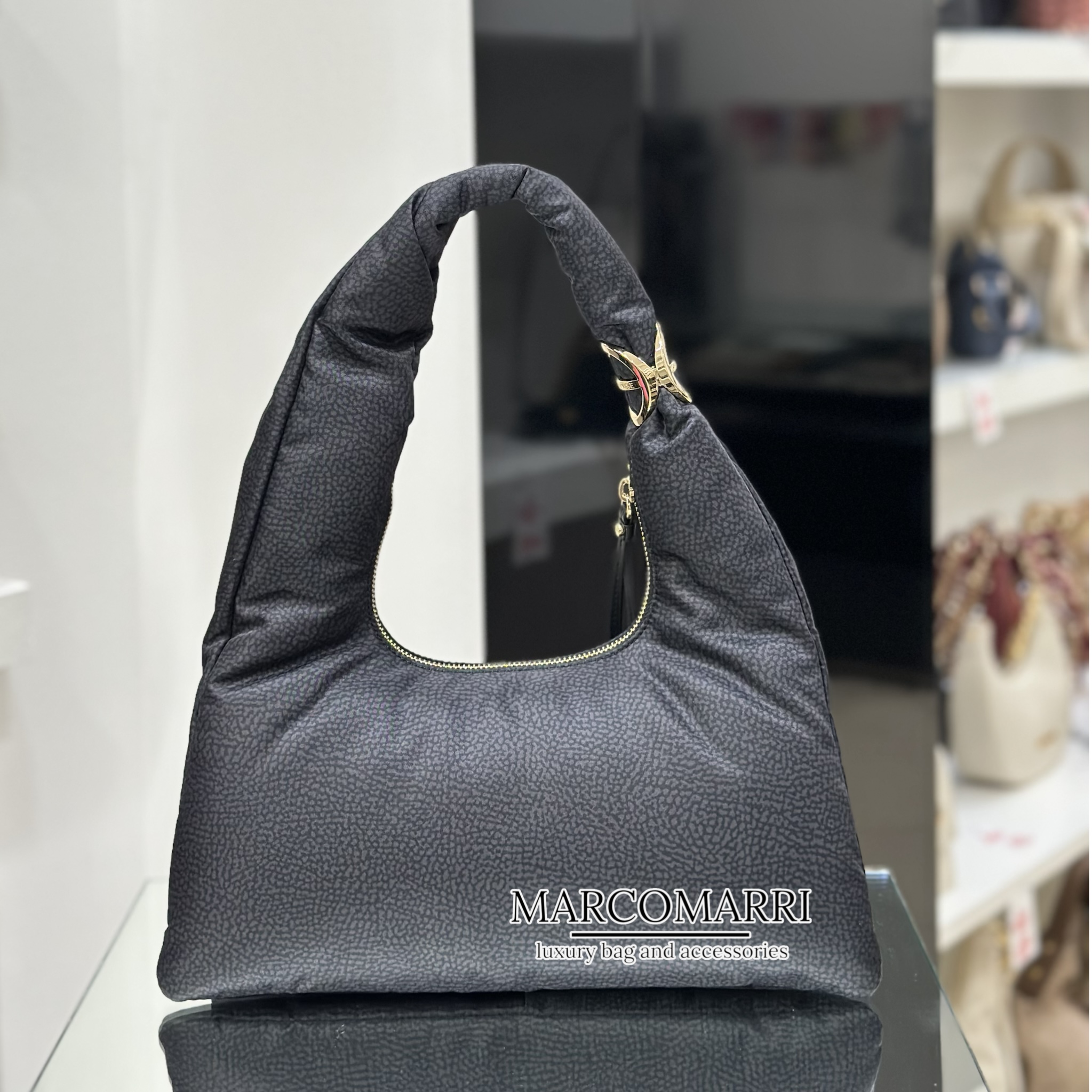 Borbonese Twinnie Hobo Medium Black - immagine 2