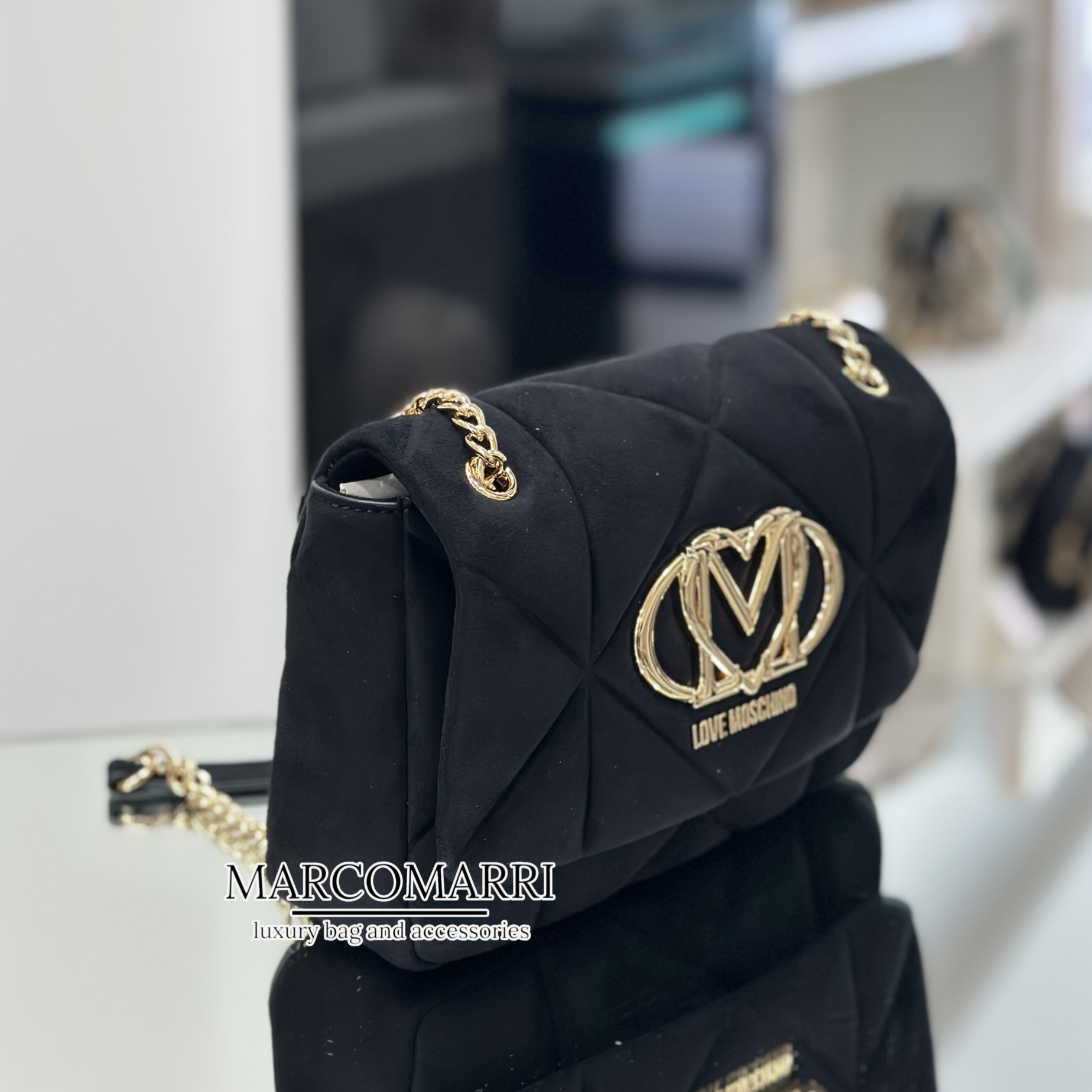 Love Moschino Borsa a spalla velour black - immagine 3