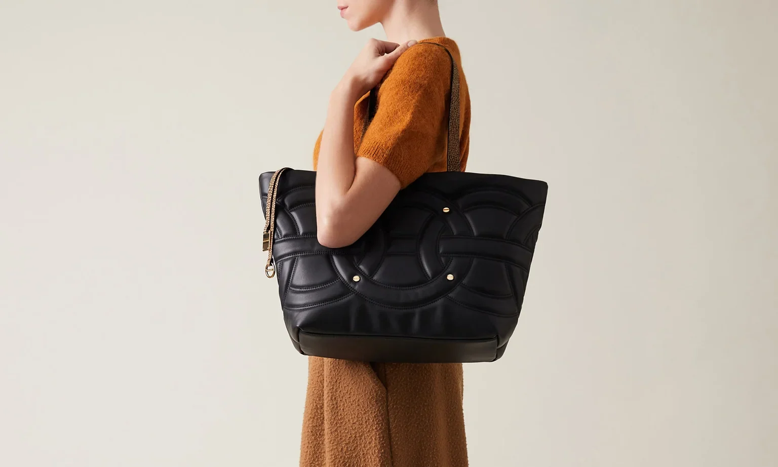 Borbonese Rondo' Shopping bag large black - immagine 6