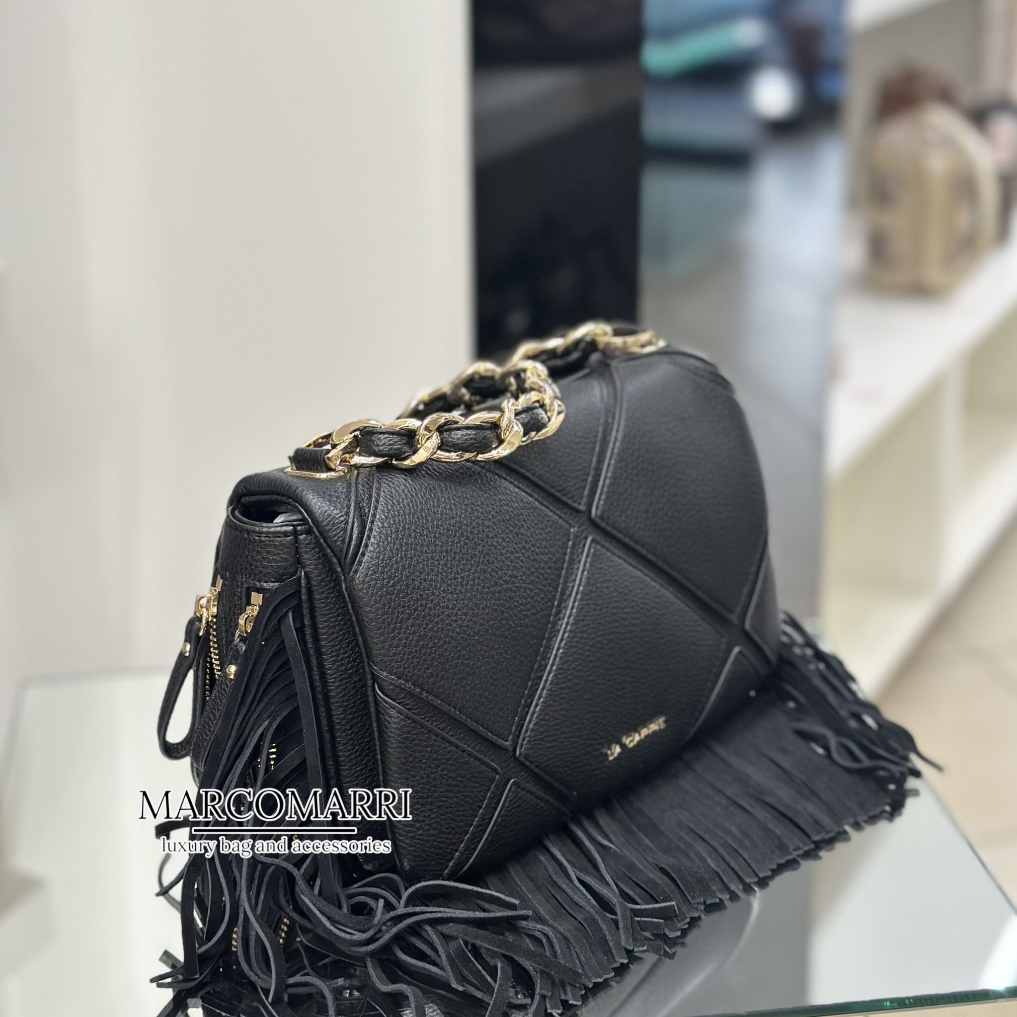 Borsa a spalla Isabel frange black media - immagine 4