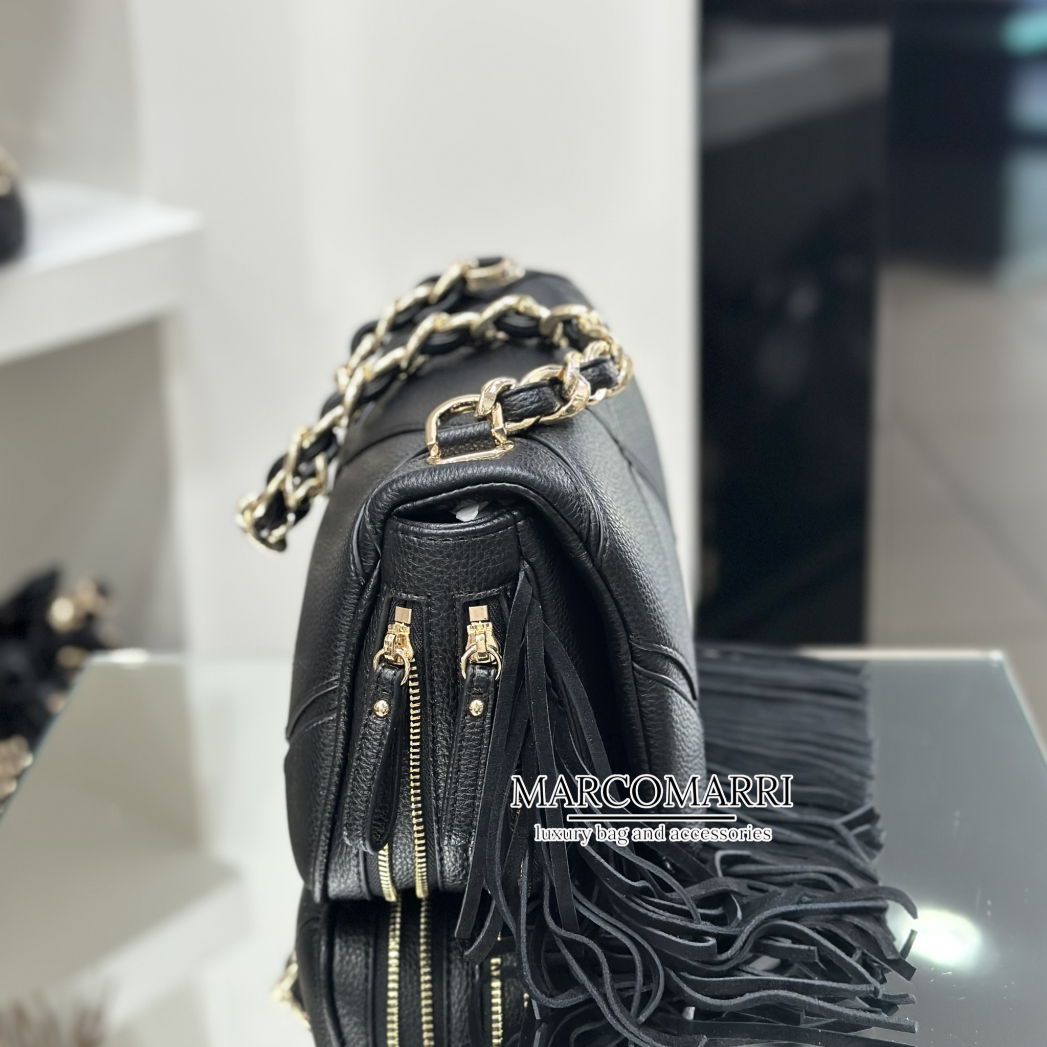 Borsa a spalla Isabel frange black media - immagine 5