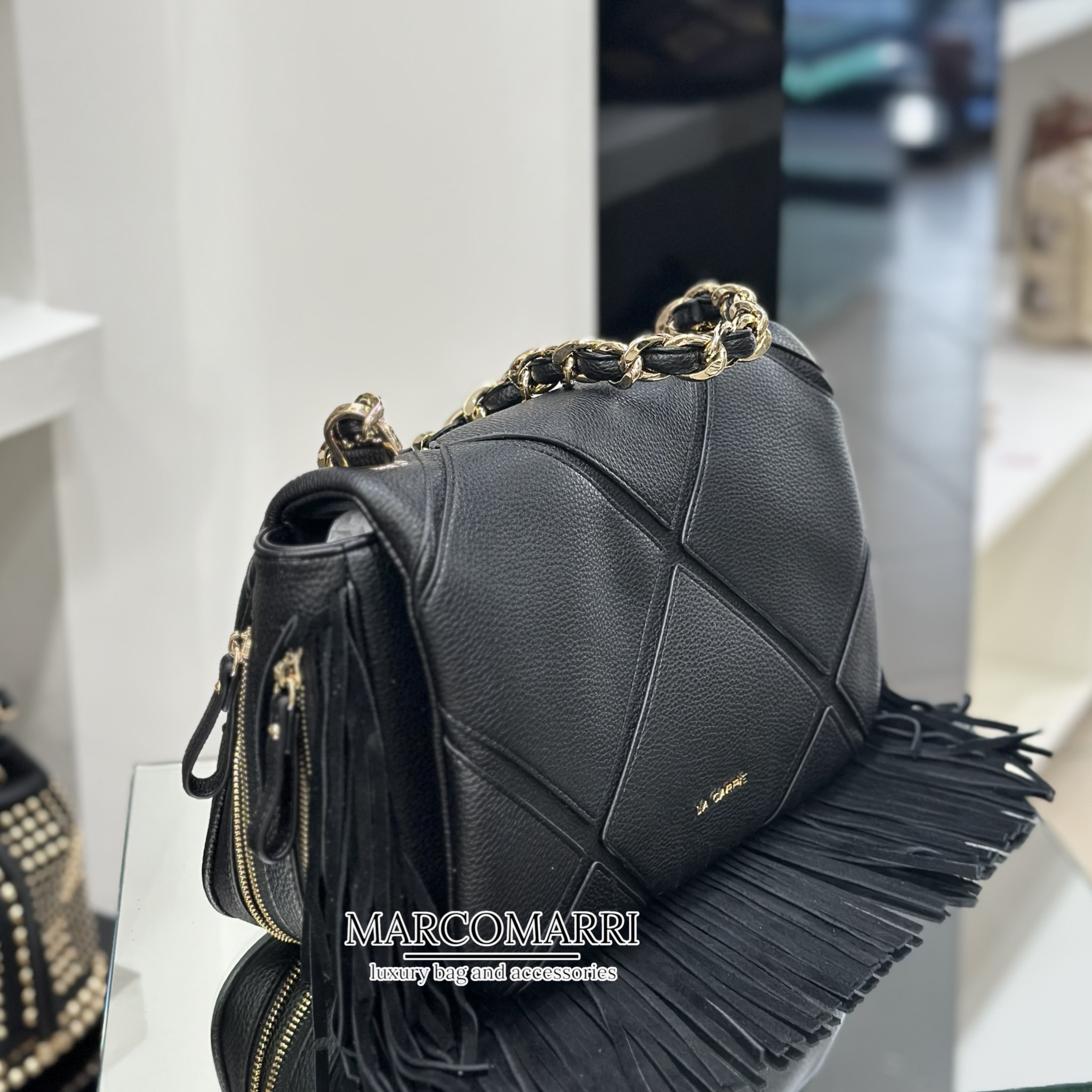 Borsa a spalla Isabel frange large black - immagine 5