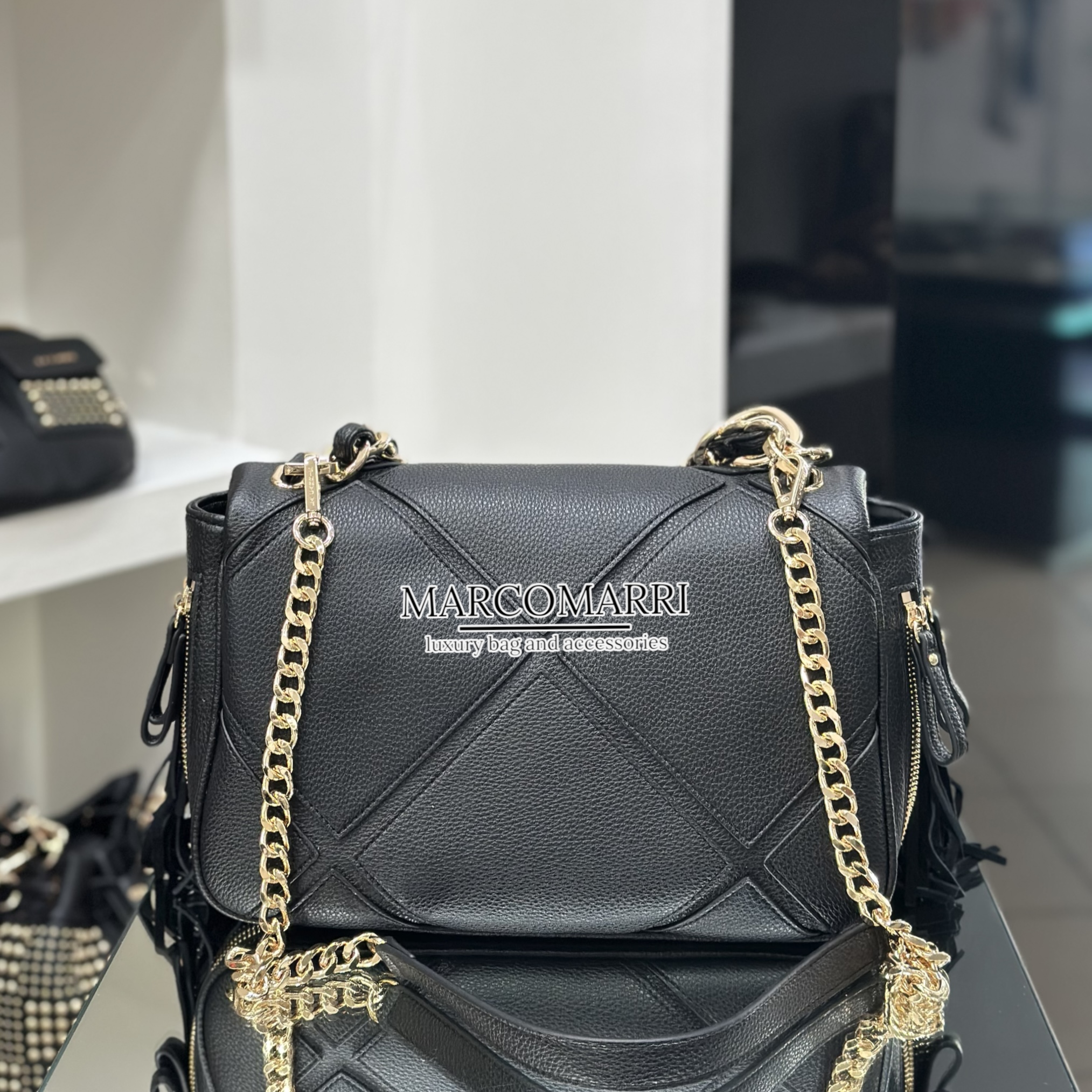 Borsa a spalla Isabel frange black media - immagine 3