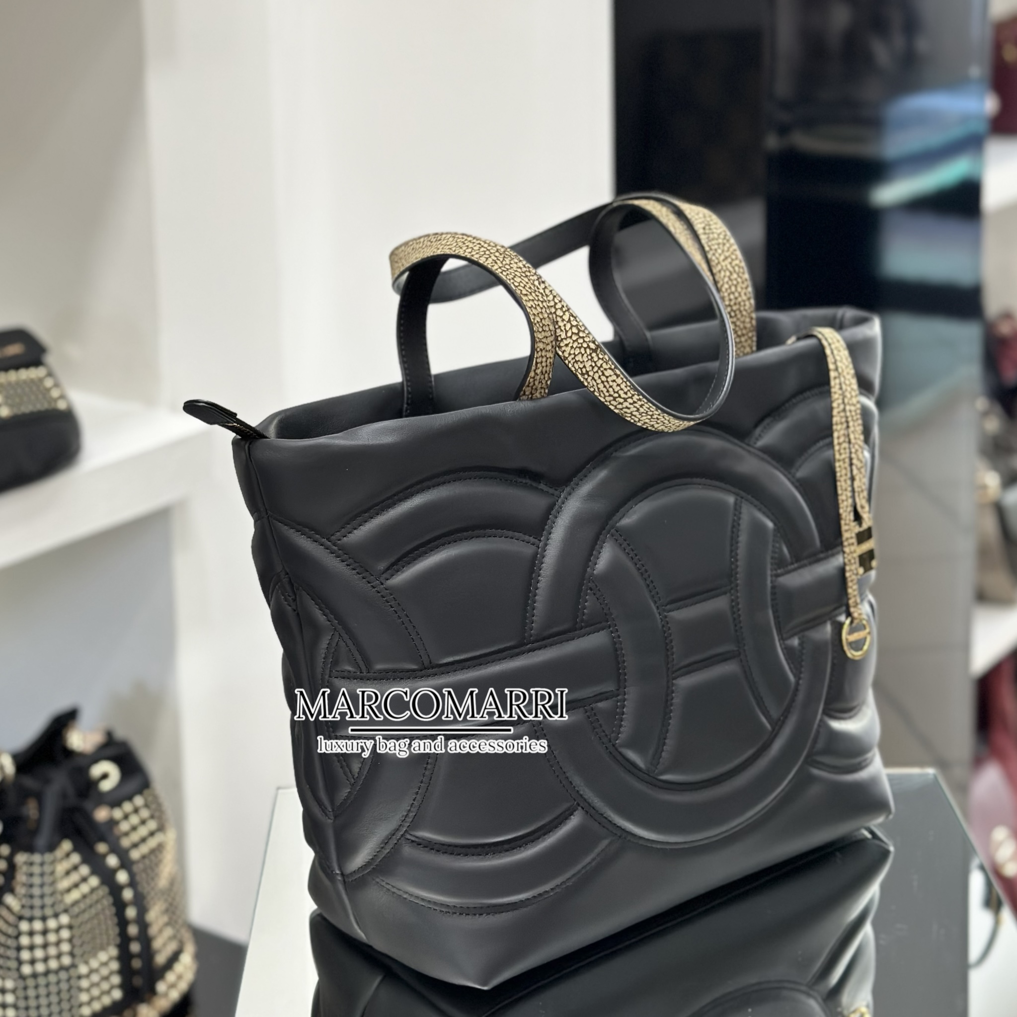 Borbonese Rondo' Shopping bag large black - immagine 5