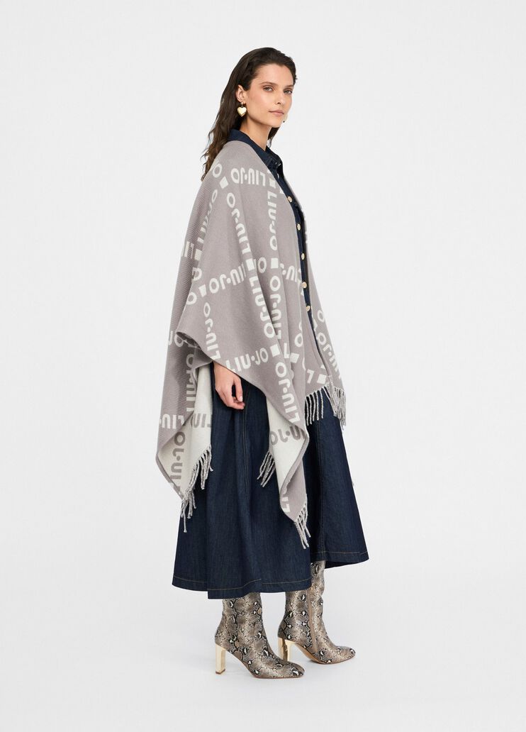 Liu Jo Poncho Logo e Frange Grey/Cloud - immagine 2