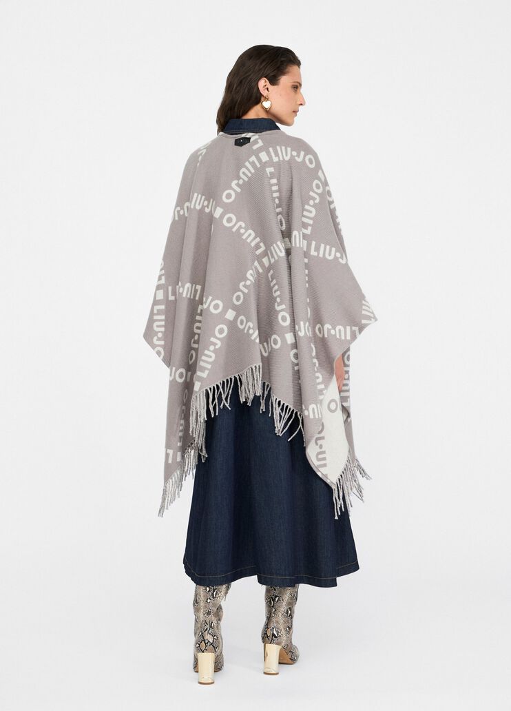 Liu Jo Poncho Logo e Frange Grey/Cloud - immagine 3