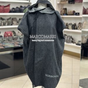 Borbonese Poncho con cappuccio black/grey