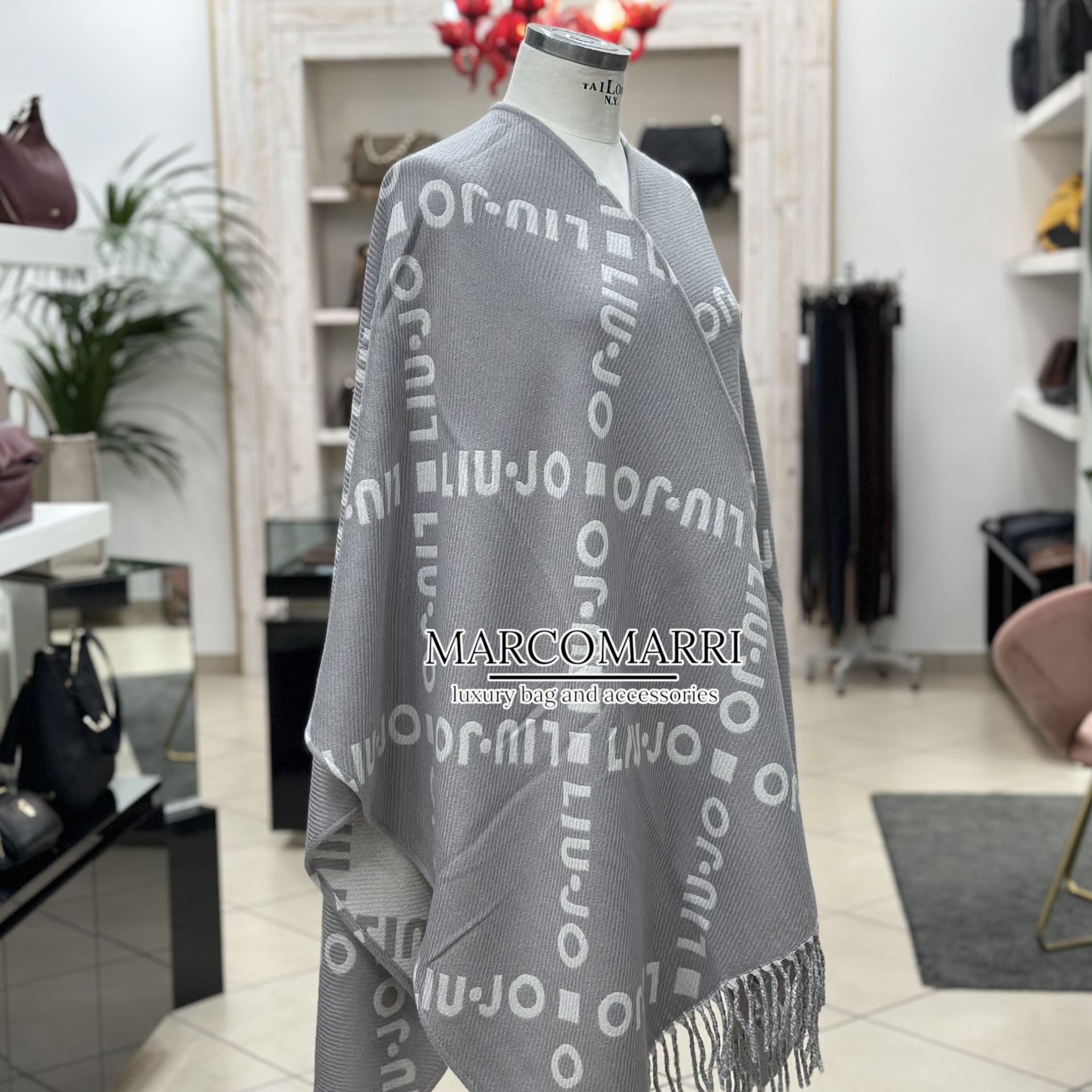 Liu Jo Poncho Logo e Frange Grey/Cloud - immagine 6