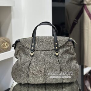 Borbonese Croissant Shopping bag large op natural black