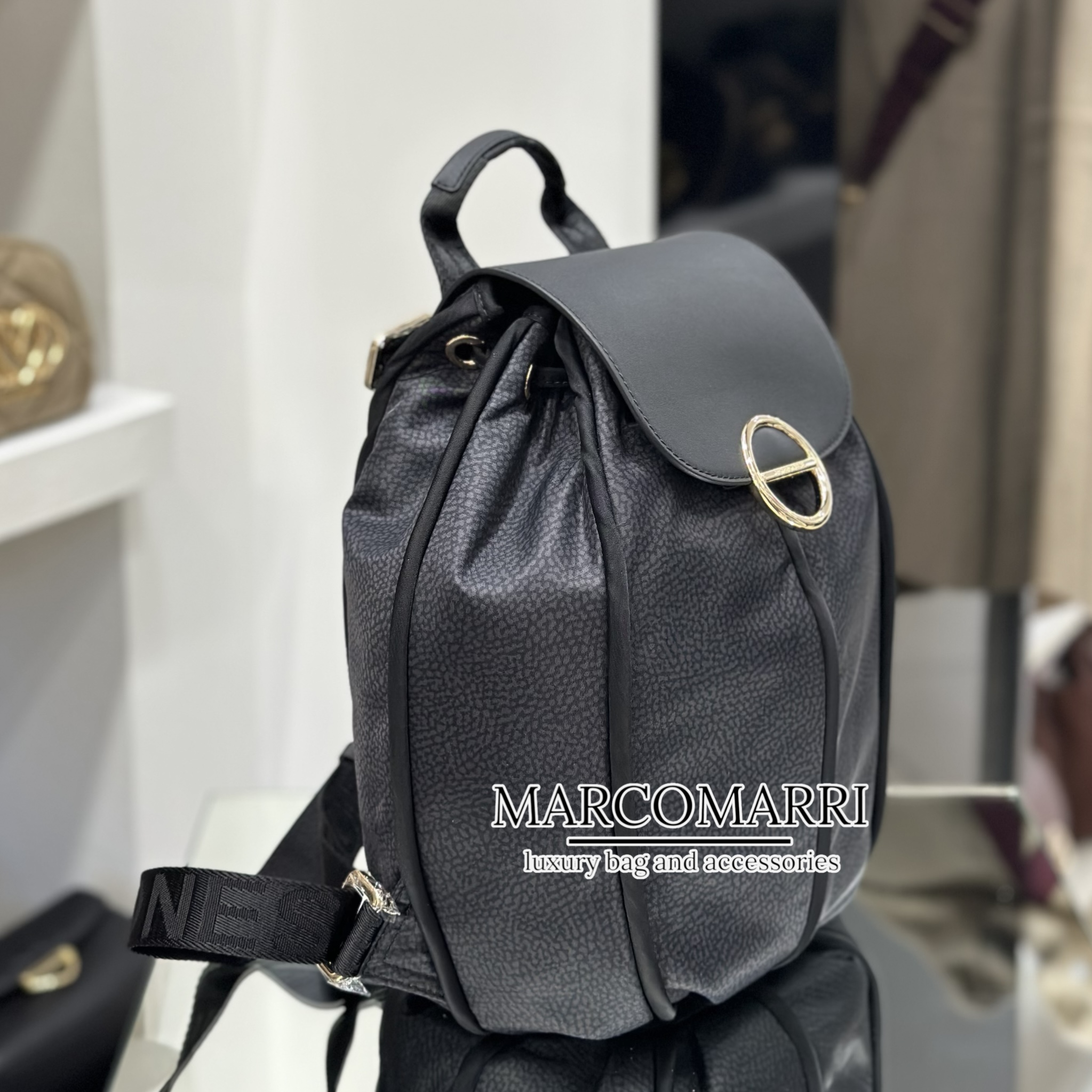 Borbonese Zaino Borbonese Medio Logo Black - immagine 4