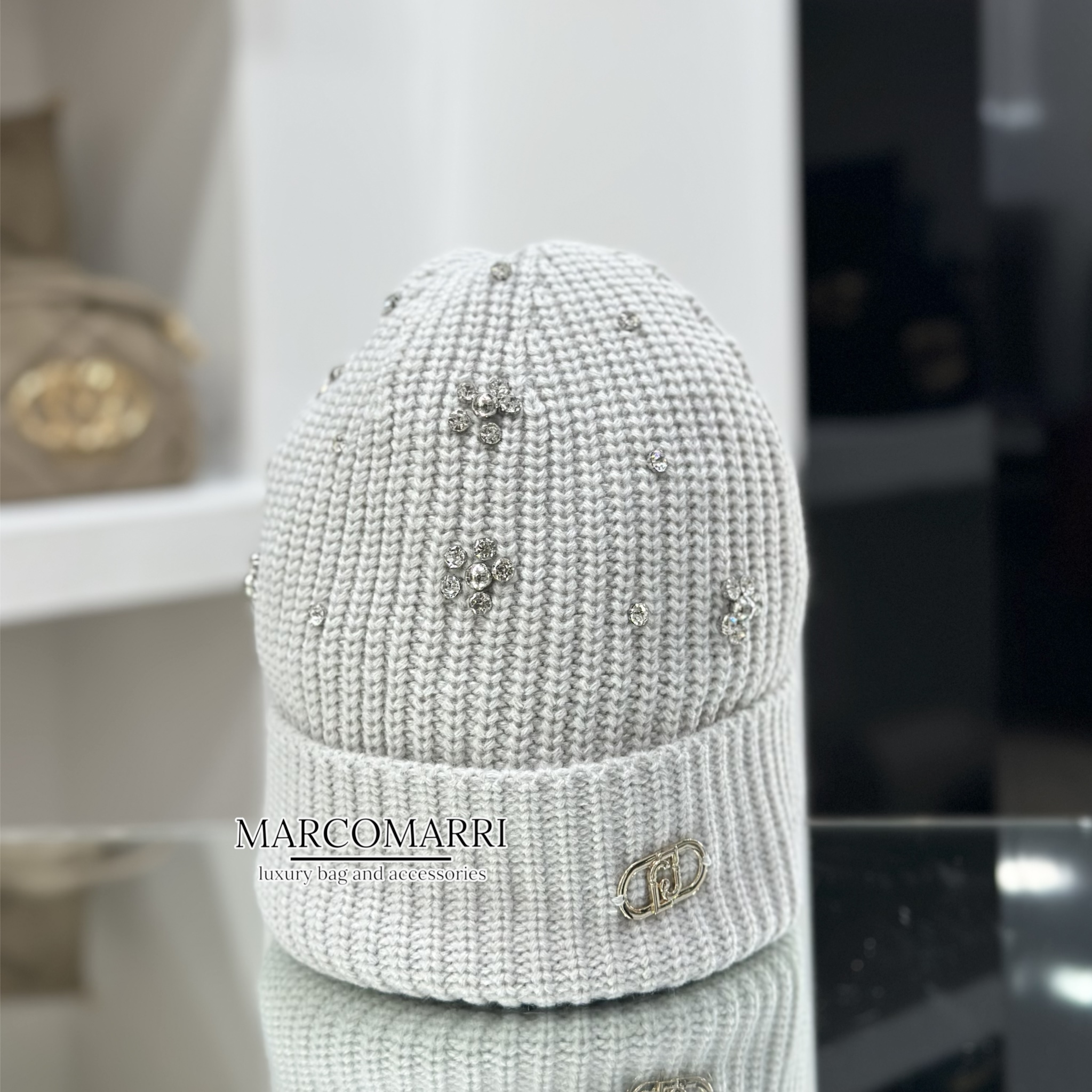 Liu Jo Berretto con strass e perle grey