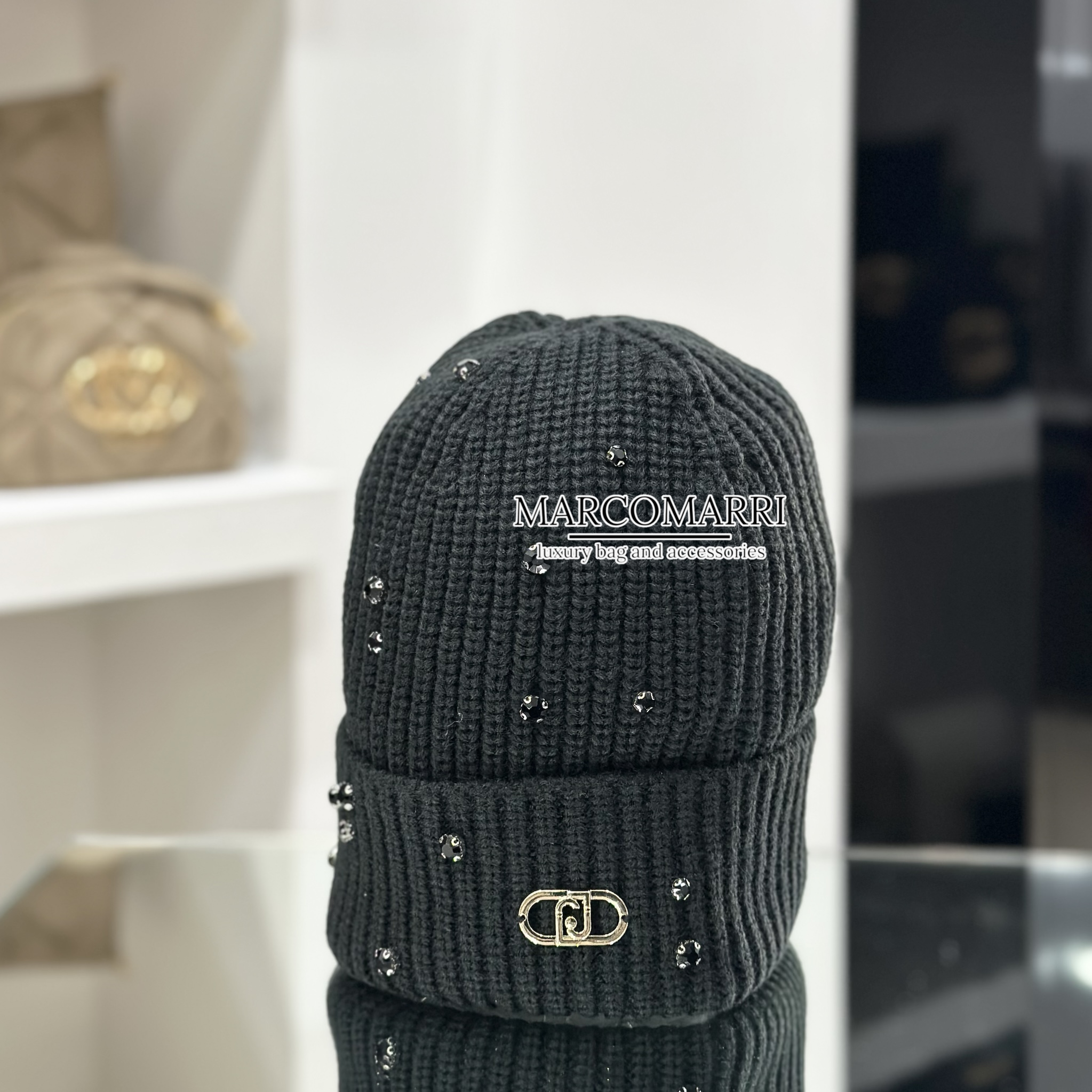 Liu Jo Berretto con strass e perle nero