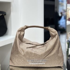 Borbonese Sacca con manico intreccio Beige Brown