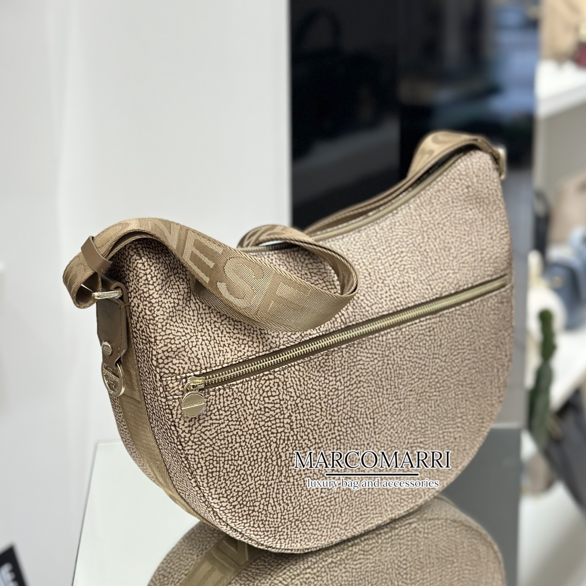 Borbonese Luna Bag Middle Beige Brown - immagine 3