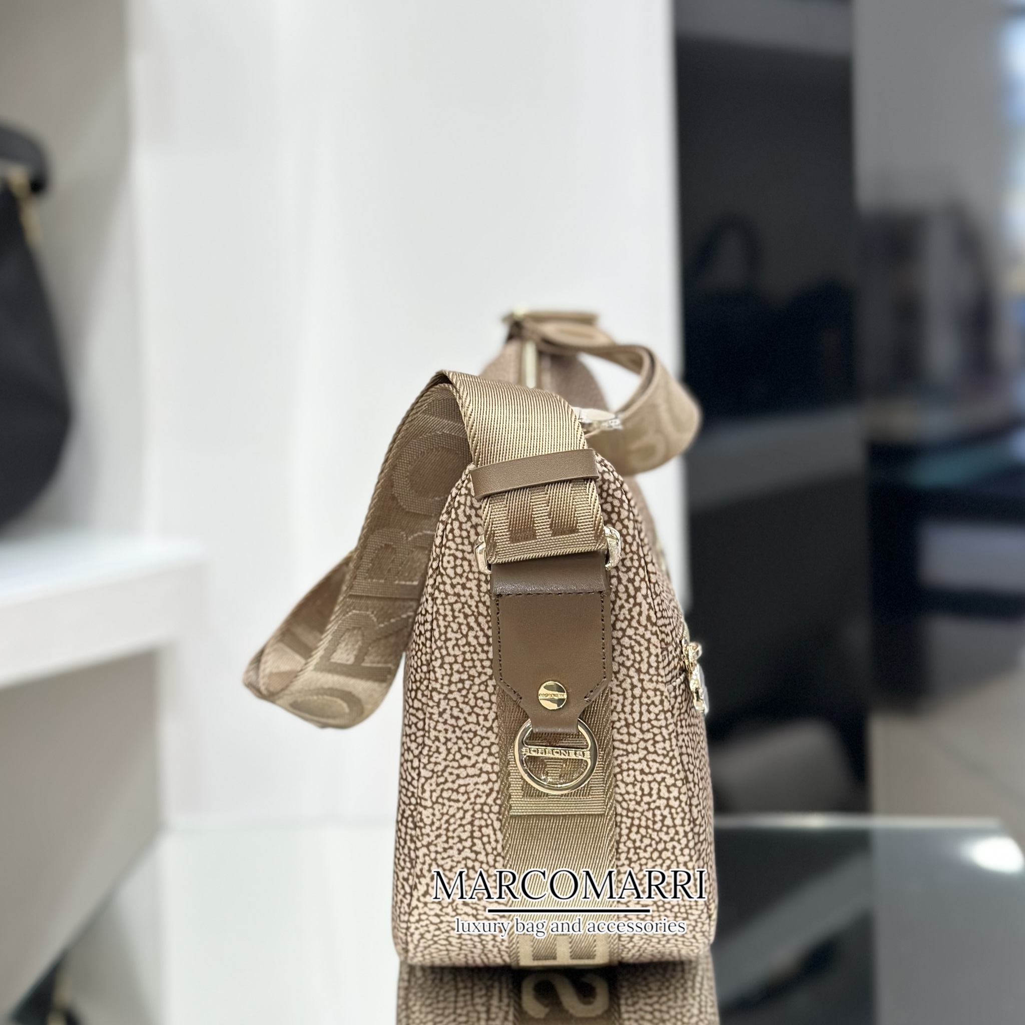 Borbonese Luna Bag Middle Beige Brown - immagine 5