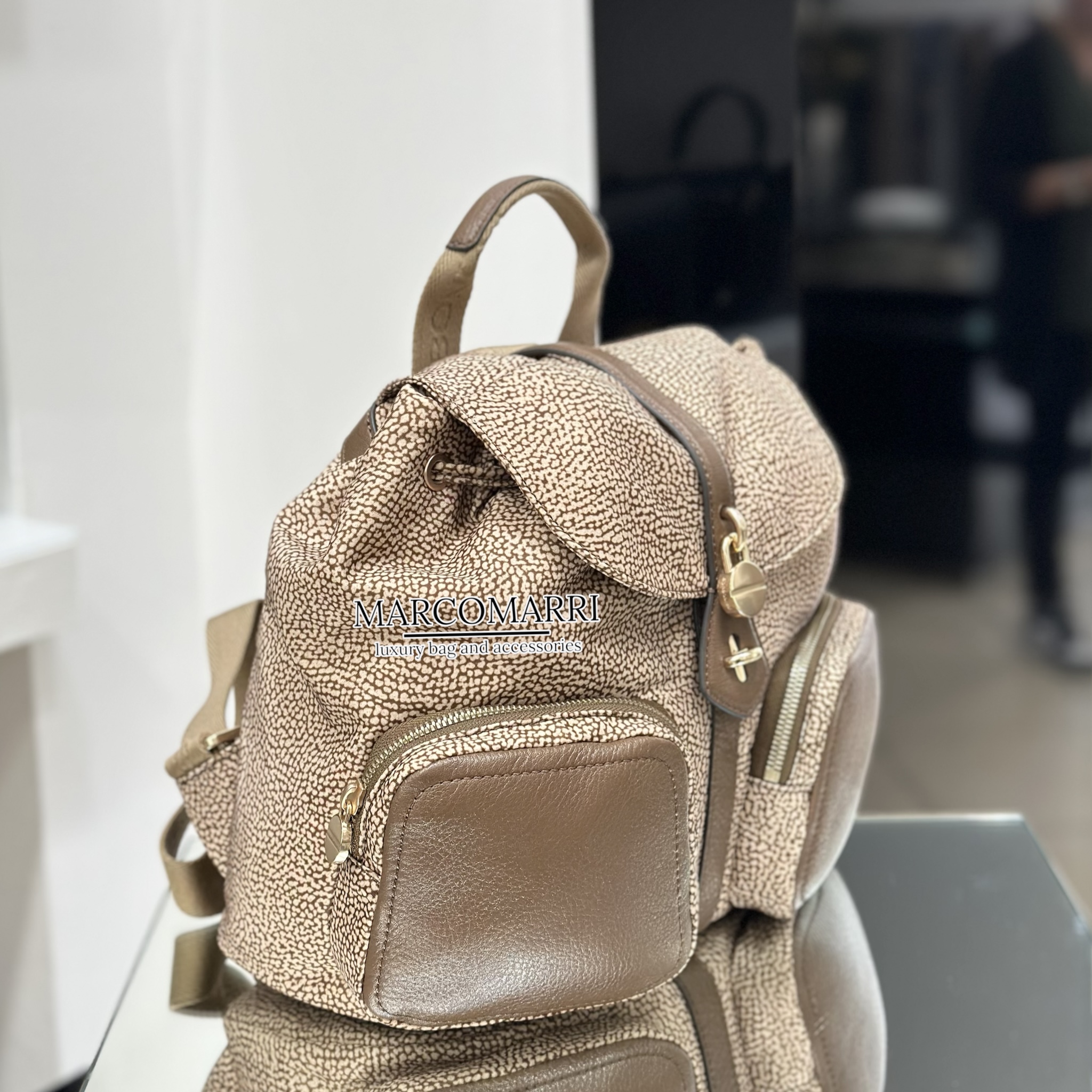 Borbonese Zaino Poche Beige Brown - immagine 5