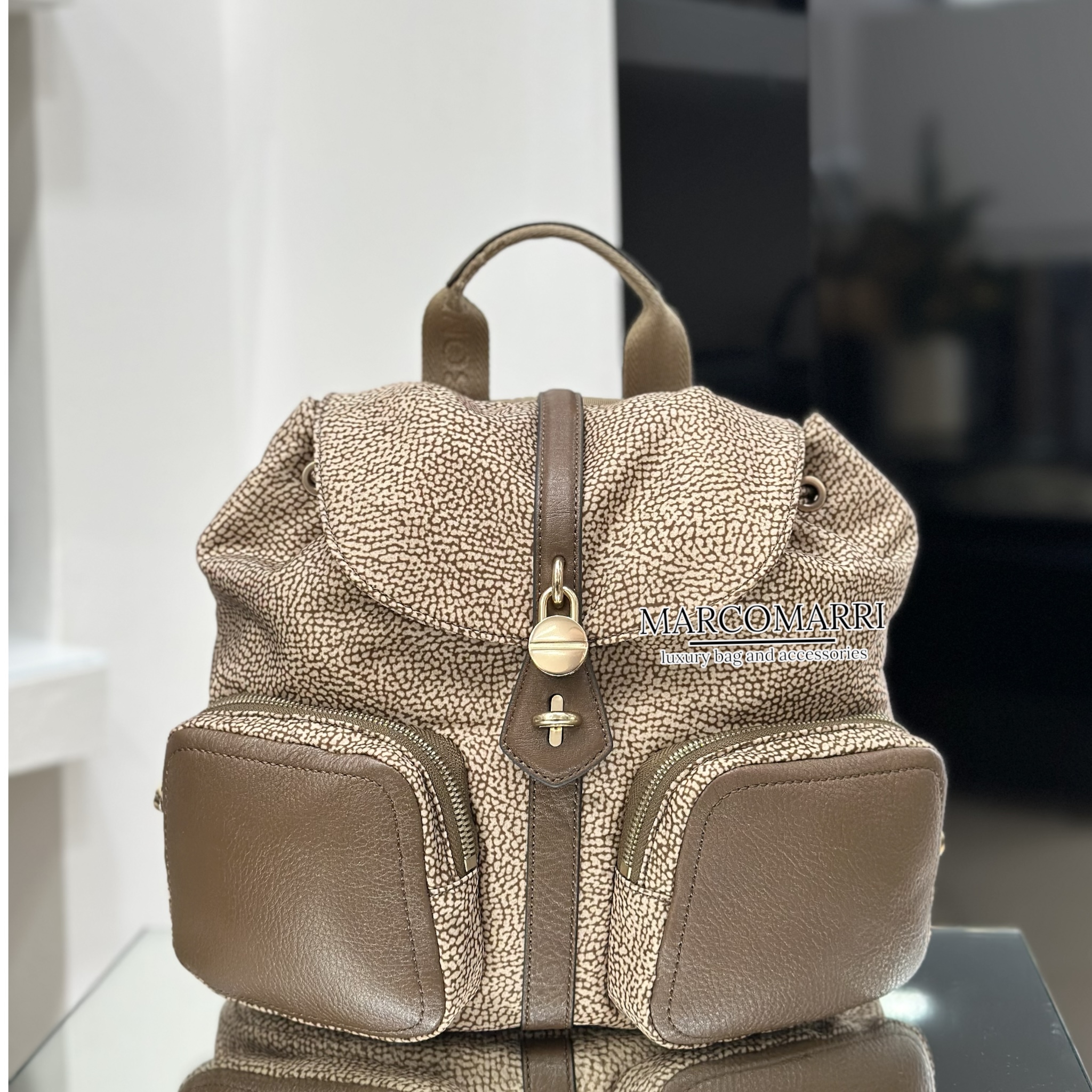 Borbonese Zaino Poche Beige Brown