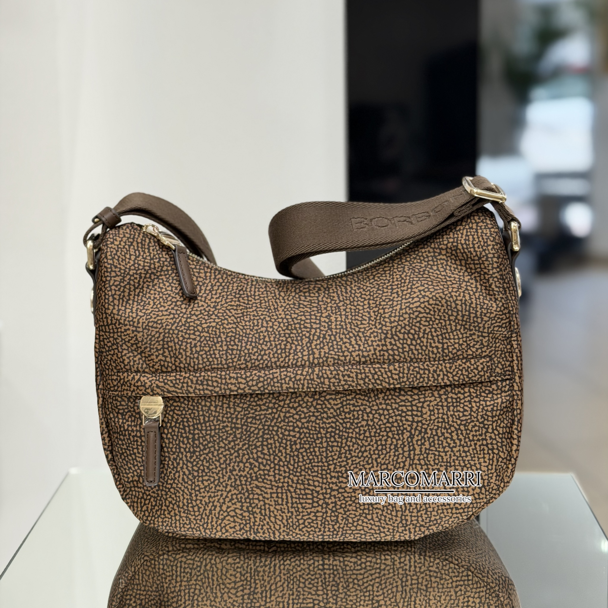 Borbonese Luna Bag small Chestnut Marco Marri Pelletteria Ponte San Giovanni, Perugia