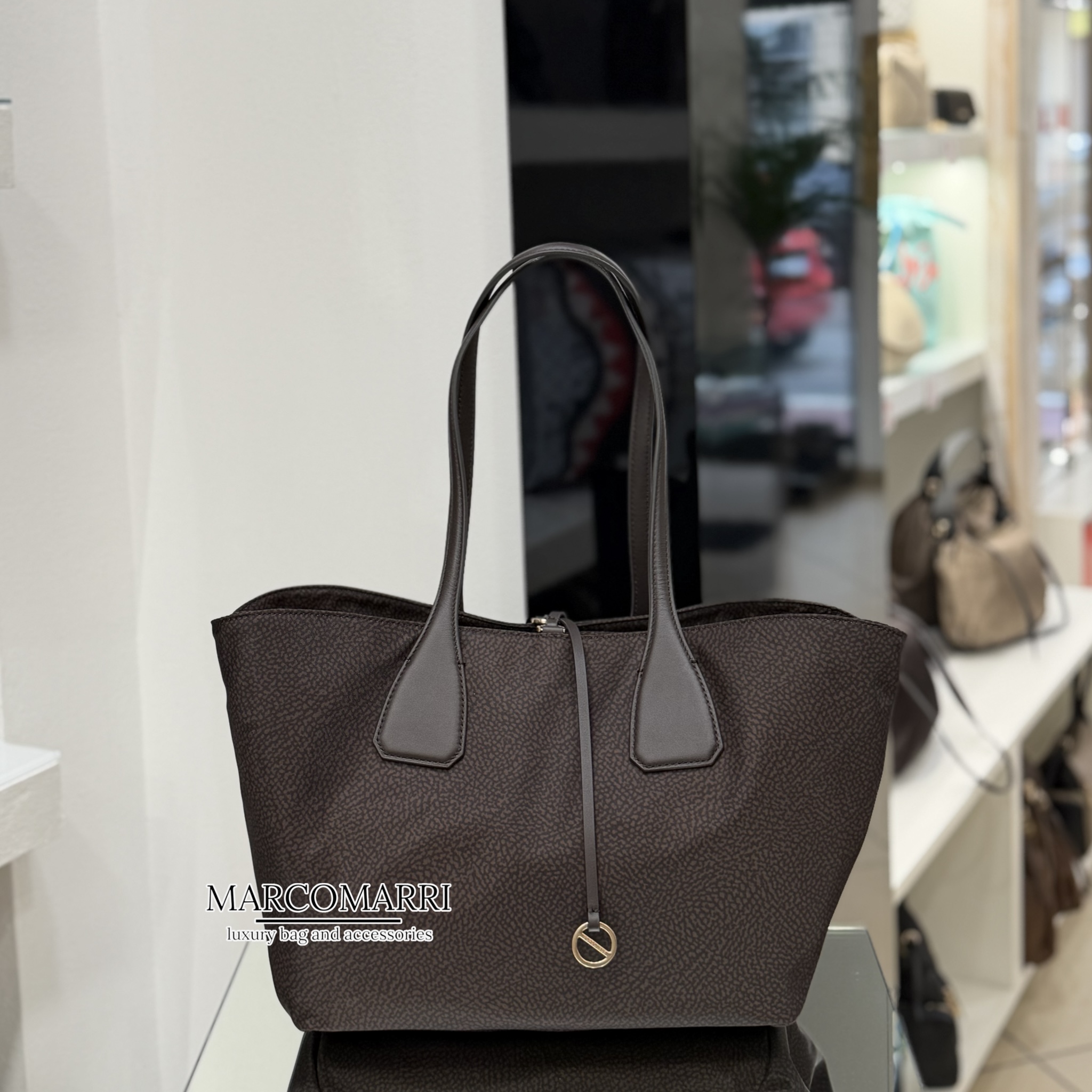 Borbonese Shopping bag Vis-A-Vis Chocolate - immagine 5