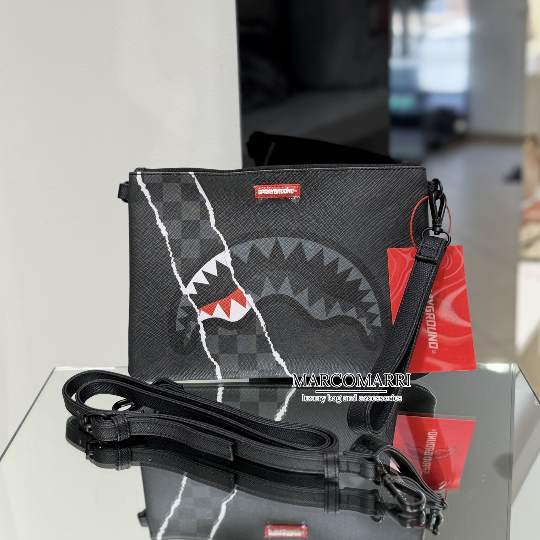 Sprayground Pochette Centre Rip Revealing Grey Chack - immagine 3