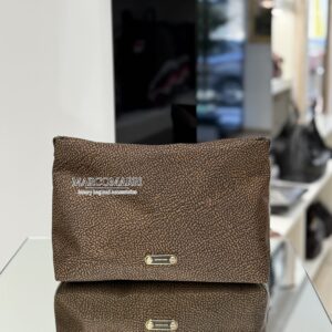 Borbonese Beauty Case large logo lettering Chestnut