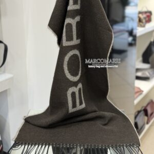 Borbonese sciarpa logo lettering champagne/chocolate
