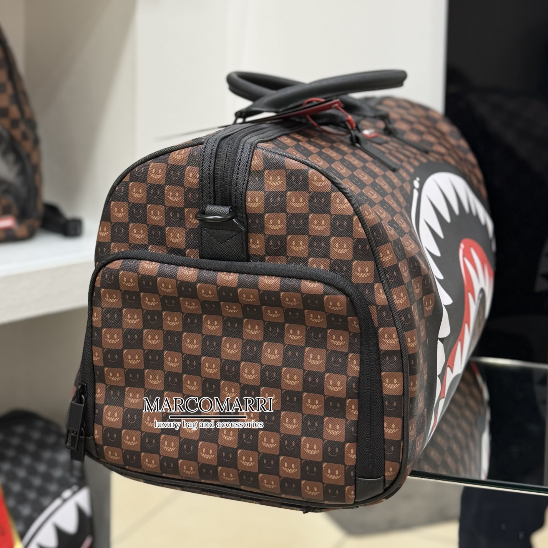 Sprayground Borsone Sharks In Paris Wtf Bubble Brown Check Duffle - immagine 4