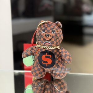 Sprayground Sip Wtf Bubbly Brown Check Bear Keycain