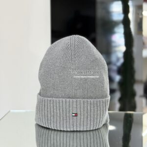 Tommy Hilfiger Berretto con bandierina ricamata grigia